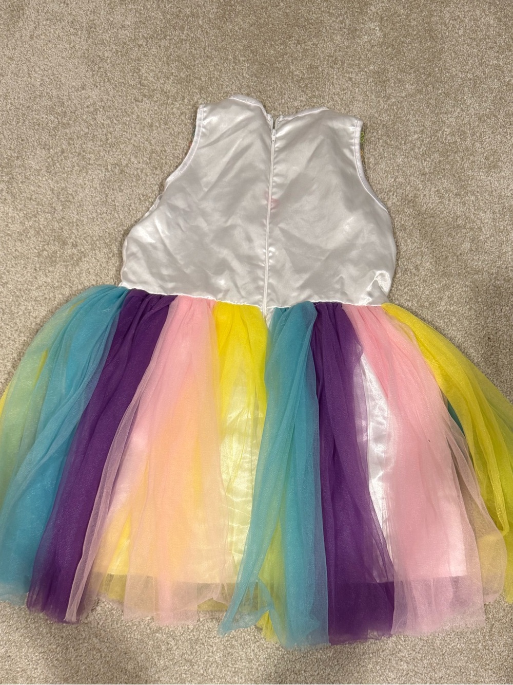 Girls Unicorn Tutu Dress Costume Multicolor Tulle and Headband & wings Sz 6/6x - Picture 3 of 9